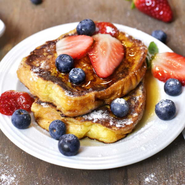 Stack of french toast with berries